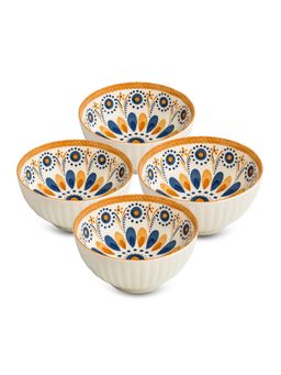 YELONA - White Mandala Ceramic Bowls (Pack of 4)