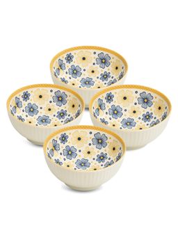 YELONA - White Flora Ceramic Bowls (Pack of 4)
