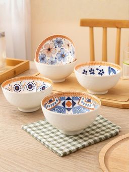 YELONA - White Ceramic Bowls (Pack of 4)