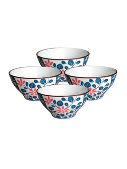 YELONA - White Big Flowers Ceramic Bowls (Pack of 4)