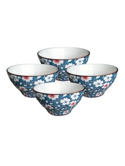 YELONA - Blue Floral Ceramic Bowls (Pack of 4)