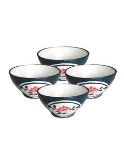 YELONA - Blue Rose Ceramic Bowls (Pack of 4)