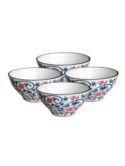 YELONA - White Small Flower Ceramic Bowls (Pack of 4)