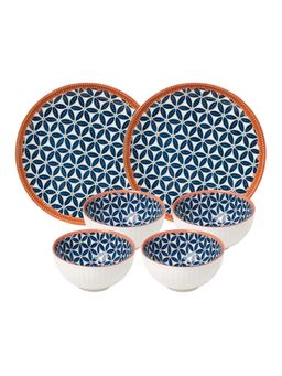 YELONA - White Honeycomb 6 Piece Ceramic Dinner Set