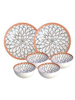 YELONA - White Petals 6 Piece Ceramic Dinner Set
