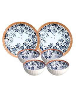 YELONA - White Small Flowers 6 Piece Ceramic Dinner Set