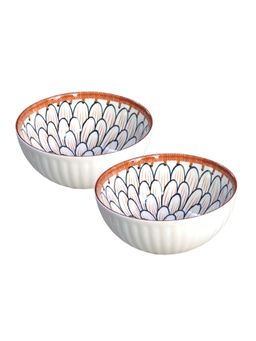 YELONA - White Petal Ceramic 300ml Bowls (Pack of 2)