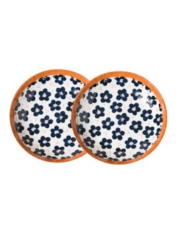 YELONA - White Big Flowers Ceramic Snack Plates (Pack of 2)