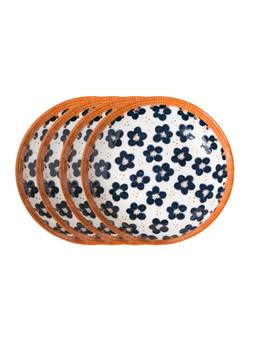 YELONA - White Big Flowers Ceramic Snack Plates (Pack of 4)