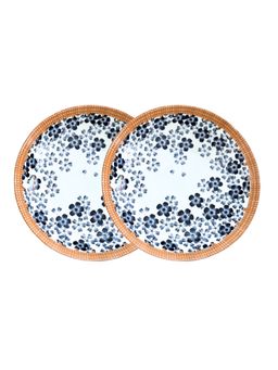 YELONA - White Small Flowers Ceramic Snack Plates (Pack of 2)