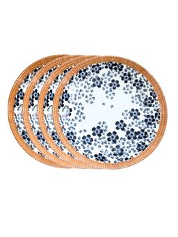 YELONA - White Small Flowers Ceramic Snack Plates (Pack of 4)