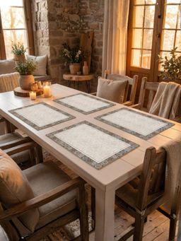 YELONA - Brown Portico Tile PU Leather Table Mats (Pack of 4) (4 Seater)