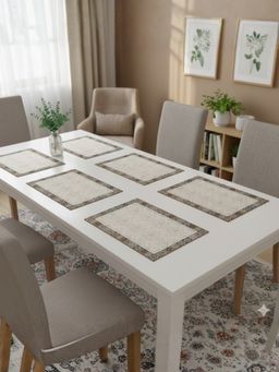 YELONA - Brown Portico Tile PU Leather Table Mats (Pack of 6) (6 Seater)
