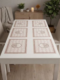YELONA - Pastel Pink Botanical Autumn PU Leather Table Mats (Pack of 6) (6 Seater)