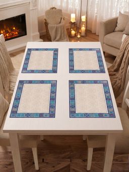 YELONA - Riviera Blue PU Leather Table Mats (Pack of 4) (4 Seater)