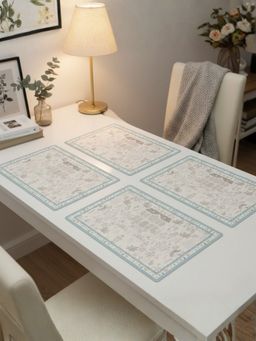 YELONA - Stone Beige Villa Garden PU Leather Table Mats (Pack of 4) (4 Seater)