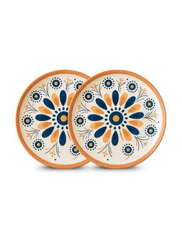 YELONA - White Mandala Ceramic Snack Plates (Pack of 2)