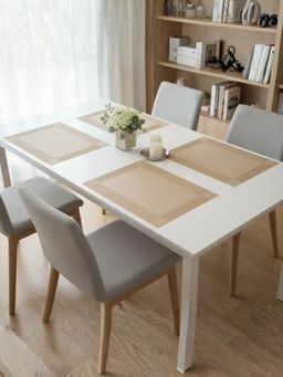 YELONA - Beige Heat Resistant PVC Dining Table Mats (Pack of 4) (4 Seater)