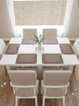 YELONA - Chocolate Brown Heat Resistant PVC Dining Table Mats (Pack of 6) (6 Seater)