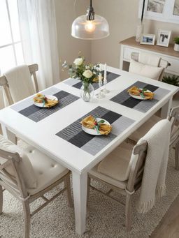 YELONA - Black Heat Resistant PVC Dining Table Mats (Pack of 4) (4 Seater)