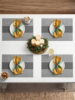 YELONA - Grey Heat Resistant PVC Dining Table Mats (Pack of 4) (4 Seater)