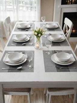 YELONA - Grey Heat Resistant PVC Dining Table Mats (Pack of 6) (6 Seater)