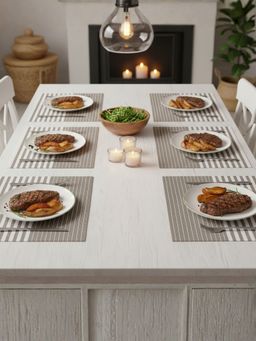 YELONA - Beige Heat Resistant PVC Dining Table Mats (Pack of 6) (6 Seater)