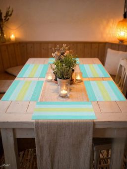 YELONA - Sky Blue Heat Resistant PVC Dining Table Mats (Pack of 6) (6 Seater)