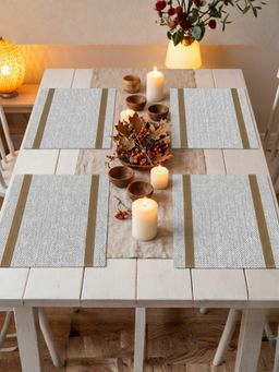 YELONA - Grey Heat Resistant PVC Dining Table Mats (Pack of 4) (4 Seater)