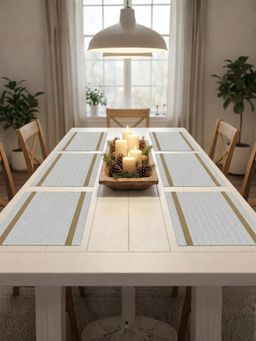 YELONA - Grey Heat Resistant PVC Dining Table Mats (Pack of 6) (6 Seater)