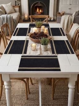 YELONA - Black Heat Resistant PVC Dining Table Mats (Pack of 6) (6 Seater)