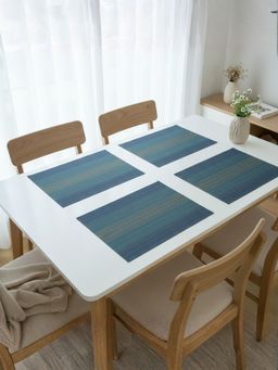 YELONA - Navy Blue Heat Resistant PVC Dining Table Mats (Pack of 4) (4 Seater)