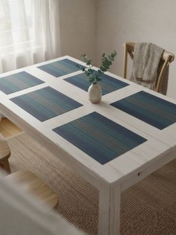 YELONA - Navy Blue Heat Resistant PVC Dining Table Mats (Pack of 6) (6 Seater)