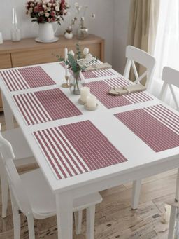 YELONA - Maroon Heat Resistant PVC Dining Table Mats (Pack of 6) (6 Seater)