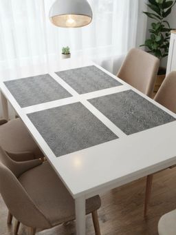 YELONA - Black & Grey Heat Resistant PVC Dining Table Mats (Pack of 4) (4 Seater)