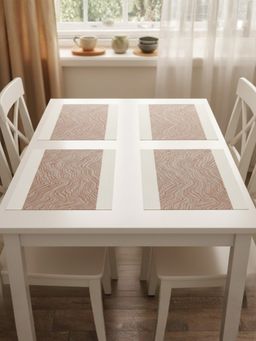 YELONA - Walnut Brown Heat Resistant PVC Dining Table Mats (Pack of 4) (4 Seater)