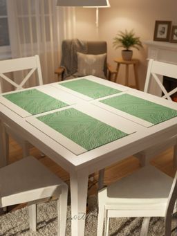 YELONA - Jade Green Heat Resistant PVC Dining Table Mats (Pack of 4) (4 Seater)