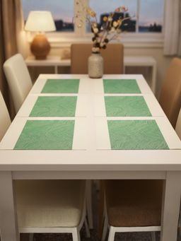 YELONA - Jade Green Heat Resistant PVC Dining Table Mats (Pack of 6) (6 Seater)