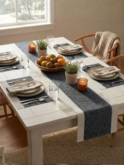 YELONA - Anchor Grey Heat Resistant Vinyl Table Mats & Runner Set (4 Seater)