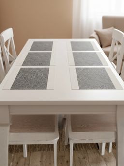 YELONA - Anchor Grey Heat Resistant PVC Dining Table Mats (Pack of 6) (6 Seater)