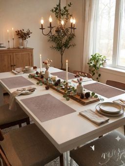 YELONA - Rosy Brown Heat Resistant PVC Dining Table Mats (Pack of 4) (4 Seater)