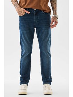 Snitch - Dark Blue Solid Slim Fit Casual Jeans