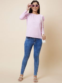 Globus - Women Pink Striped Round Neck Top