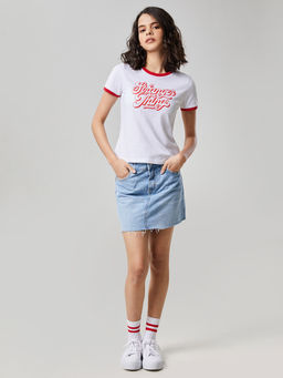 The Souled Store - Off White Stranger Things Logo Women T-Shirt
