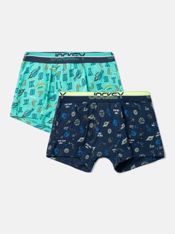 Jockey - PB03 Boys Cotton Printed Trunk - Billiard Green & Navy (Pack of 2)