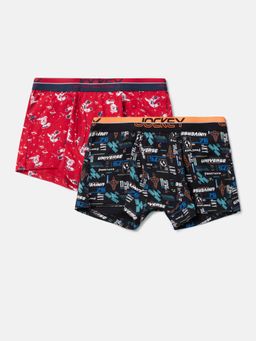 Jockey - PB03 Boys Cotton Printed Trunk - Black & Chilli Pepper (Pack of 2)