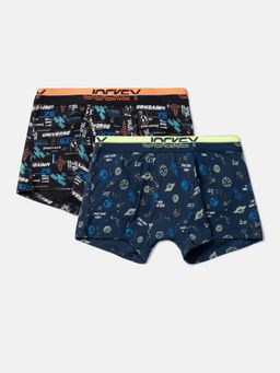Jockey - PB03 Boys Cotton Printed Trunk - Navy & Black (Pack of 2)