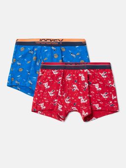 Jockey - PB03 Boys Cotton Printed Trunk - Rich Royal Blue & Chilli Pepper (Pack of 2)