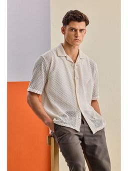 Snitch - Men Beige Polyester Blend Casual Shirt