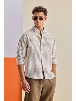 Snitch - Men White Cotton Blend Casual Shirt